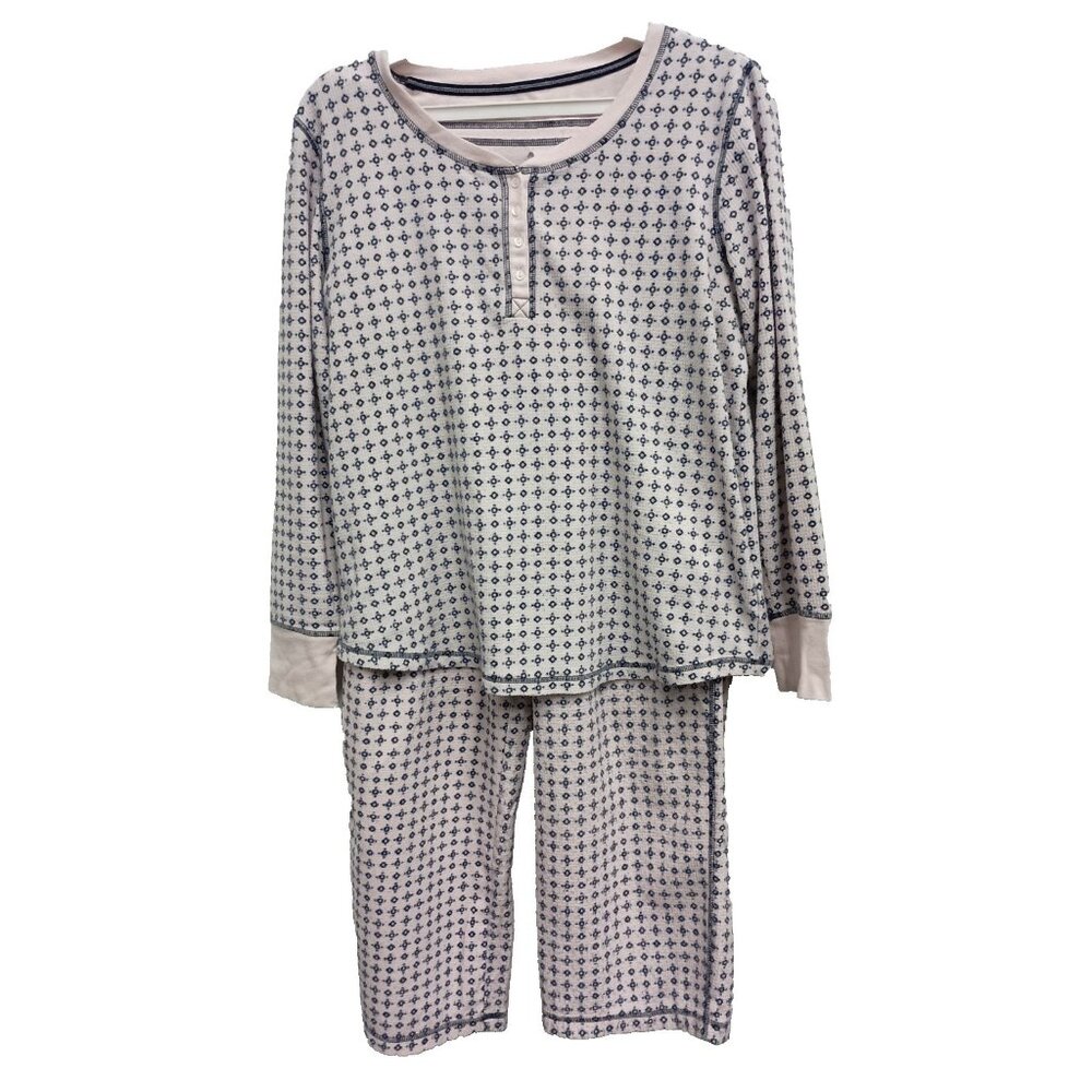 Nautica Thermal Pajama Set Womens Large‎ Pink Floral Long Sleeve Top & Pants